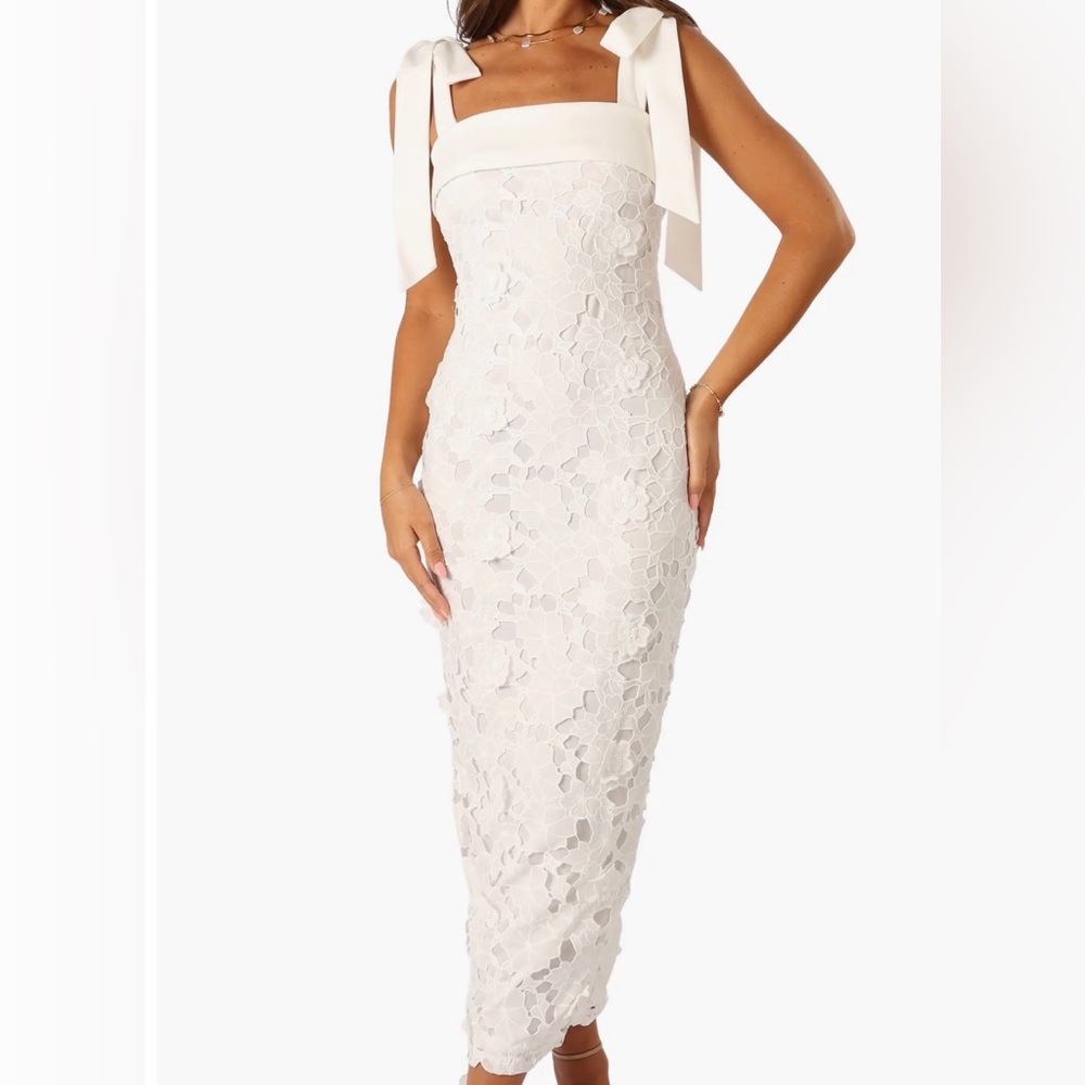 Petal & Pup Strapless White Floral Dress